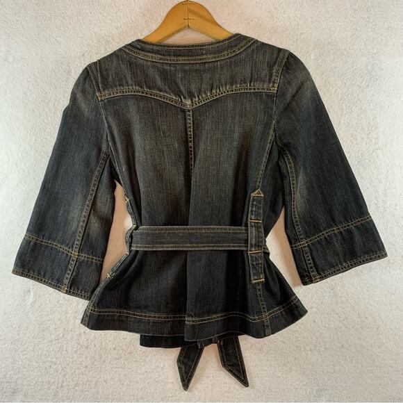 AG Adriano Goldschmied The Tabitha Denim Jacket Sz XS Black Wash Belted‎ - Picture 8 of 15